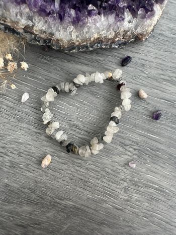 Pendentif en quartz blanc et noir de France - Pierre naturelle