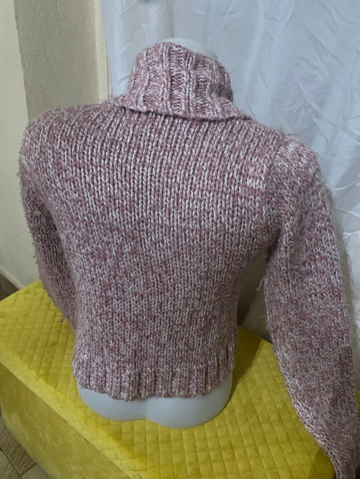 Veste courte épaisse Mim taille 36 rose grosse maille bon état - photo numéro 2