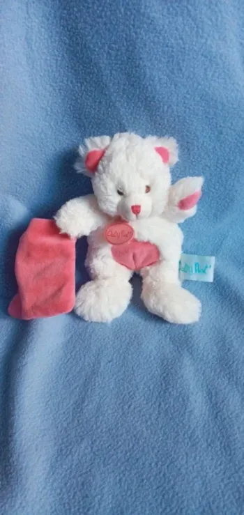 Doudou peluche ourson blanc Baby nat'