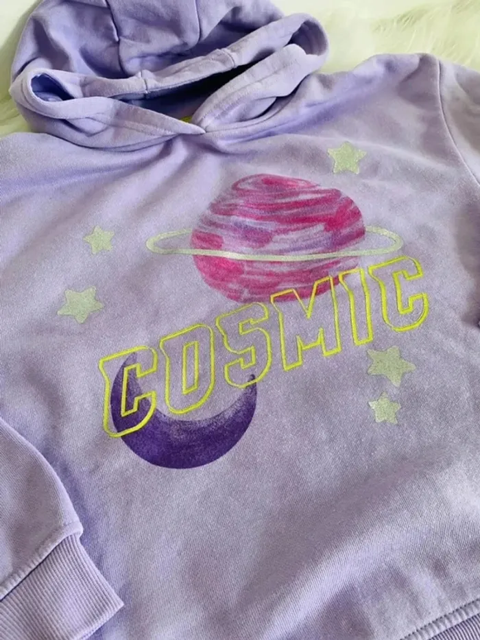 Joli sweat à capuche fille primark taille 7/8 ans Lilas - photo numéro 2