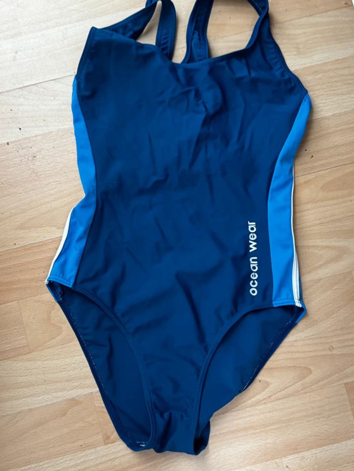 Maillot de bain, une pièce bleue blanc Taille, 14 ans/1 58