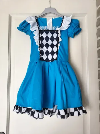 Robe bleue  à damier - Déguisement Alice au pays de merveilles