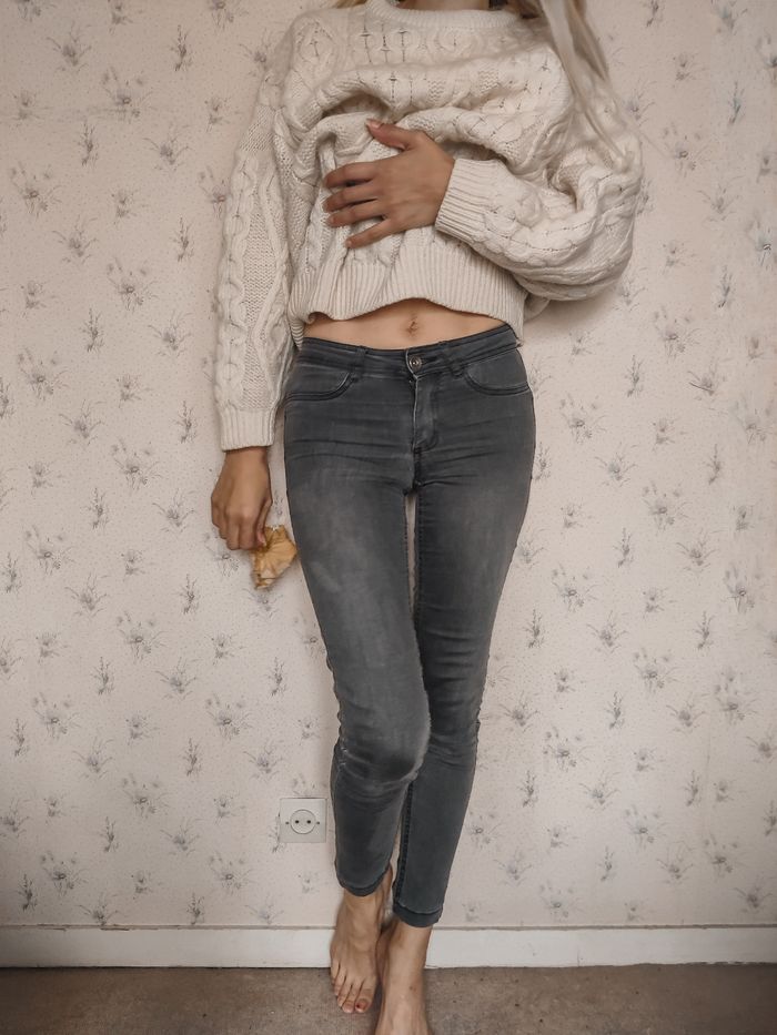 Jegging femme gris XS Calzedonia vintage taille basse