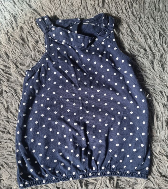 Débardeur marine à pois blanc 3ans