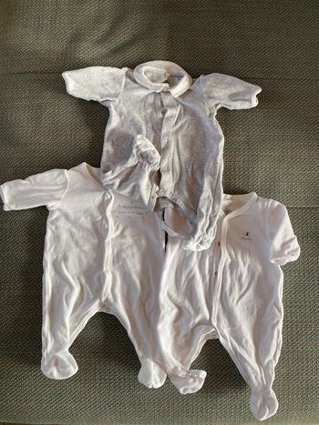 Lot de 3 pyjamas bébé petit bateau en velour - taille 1 mois