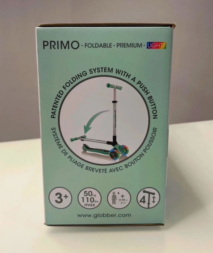 Trottinette à 3 roues Globber Primo Premium Lights vert menthe - photo numéro 3