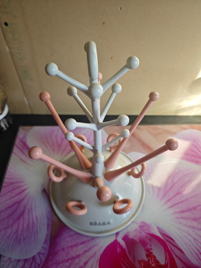 Égoutte biberon rose et gris béaba parfait état - photo numéro 2