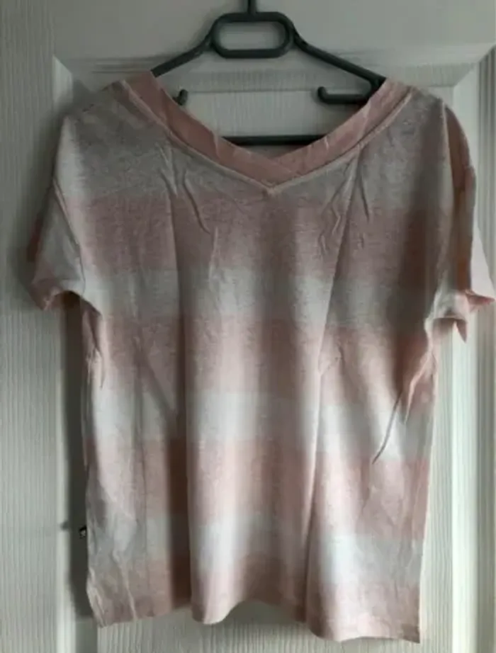 Tee-shirt esprit Rose pale et blanc - photo numéro 7