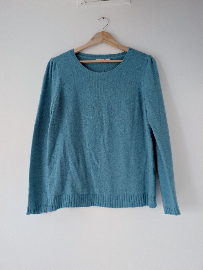 Pull bleu ciel doux chaud laine minimaliste tendance hiver Marque Camaïeu Taille 38 M 
Très bon état - photo numéro 7