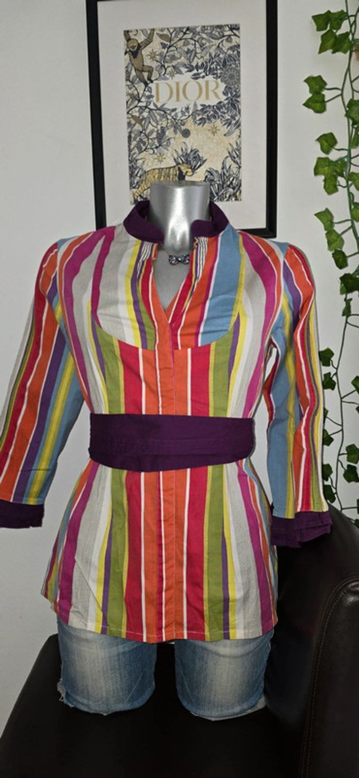 Chemise tunique multicolore pleins de jolis détails voir photos taille 40 - photo numéro 7