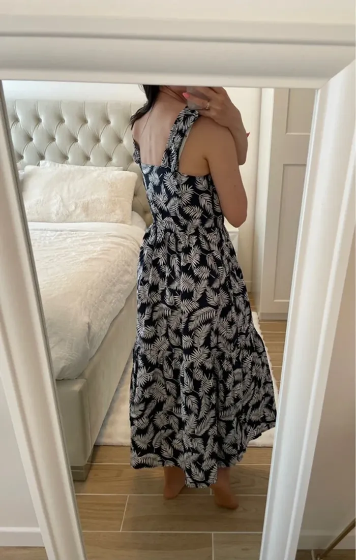 Robe longue feuillemarine/ blanc 36 neuf - photo numéro 4