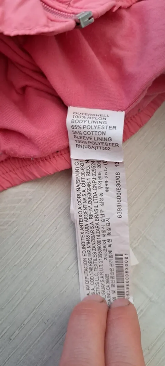 Veste légère rose fushia Zara - taille 128cm - zip - coupe vent - printemps été - photo numéro 4