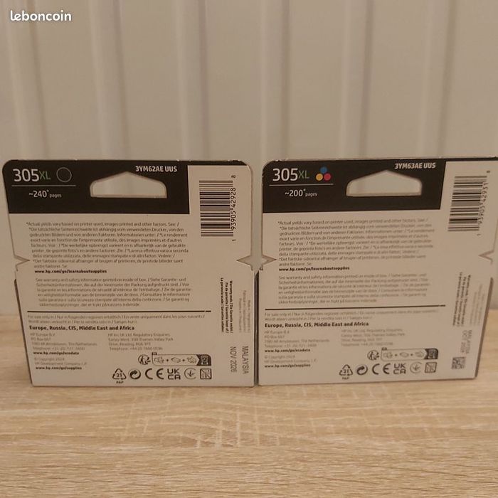 Lot 2 cartouches d'encre hp 305 XL de grande capacité -BLACK+ TRICOLORE- - photo numéro 2