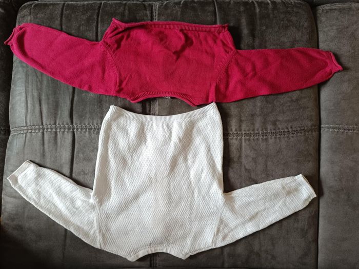 Lot de deux vestes fille 9 mois blanc et rouge - photo numéro 3