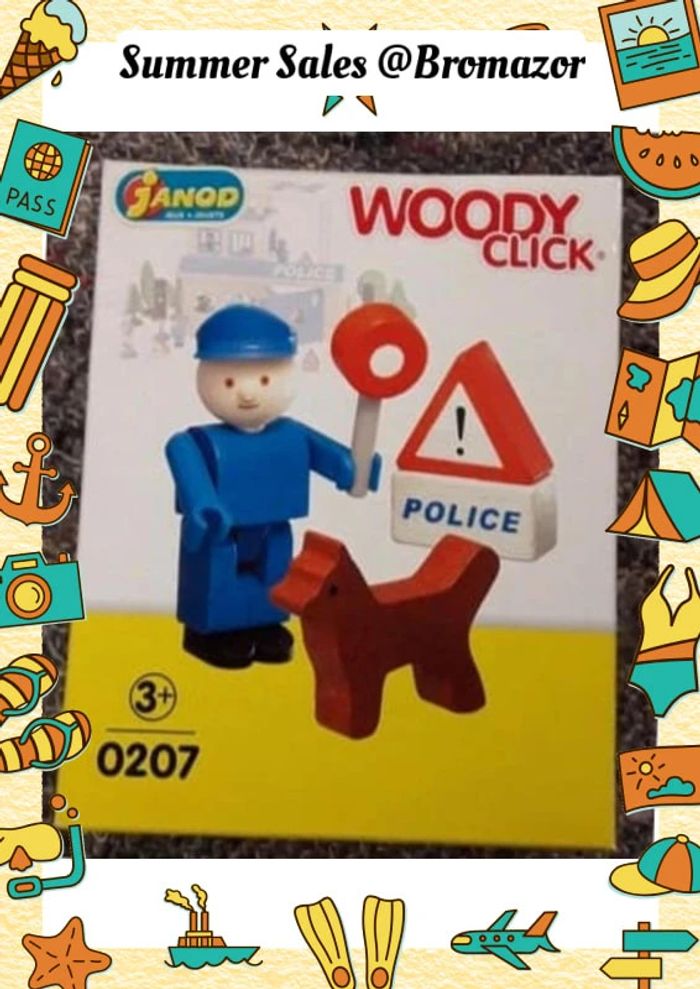 Policier et chien, jouet en bois, par WoodyClick
