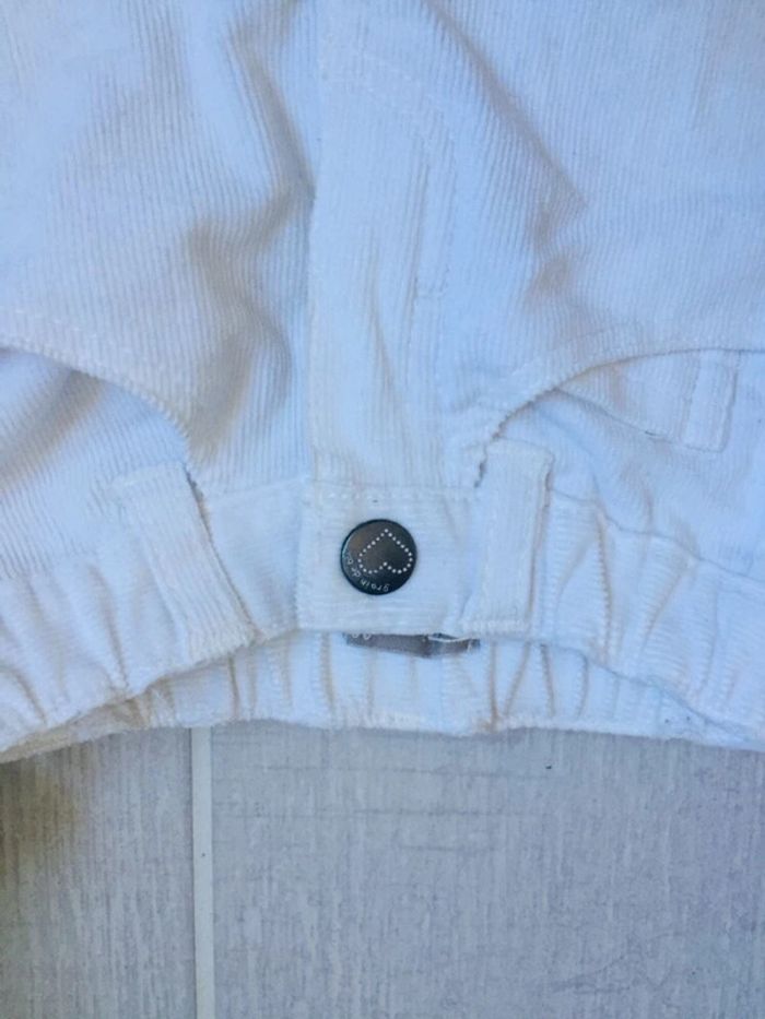 Pantalon côtelé blanc bébé fille 6 mois - photo numéro 3