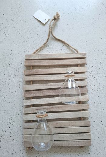 ​🌿 Décoration Murale Bohème - Support Bois & Soliflores en Verre