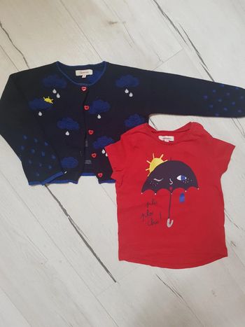 Gilet et tee shirt catimini fille 3ans