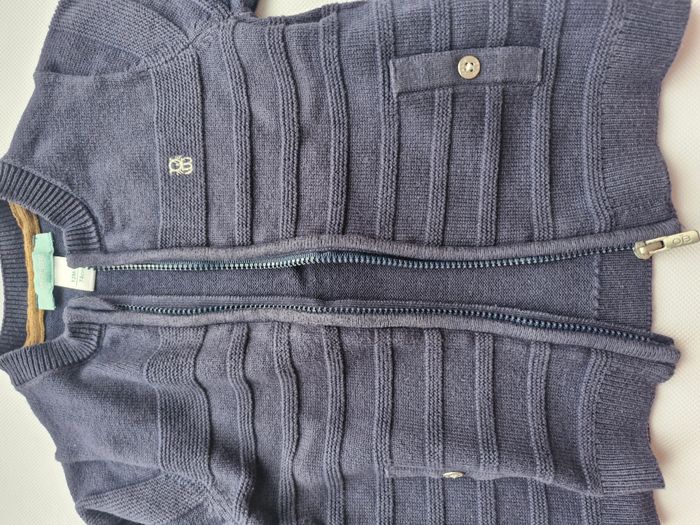 Gilet zippé garçon 12 mois 74 cm Obaïbi Bleu marine - photo numéro 2