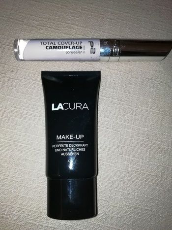 Duo neufs P2 CAMOUFLAGE 020 concealer et MAKE UP LACURA 10 TRANSPARENT