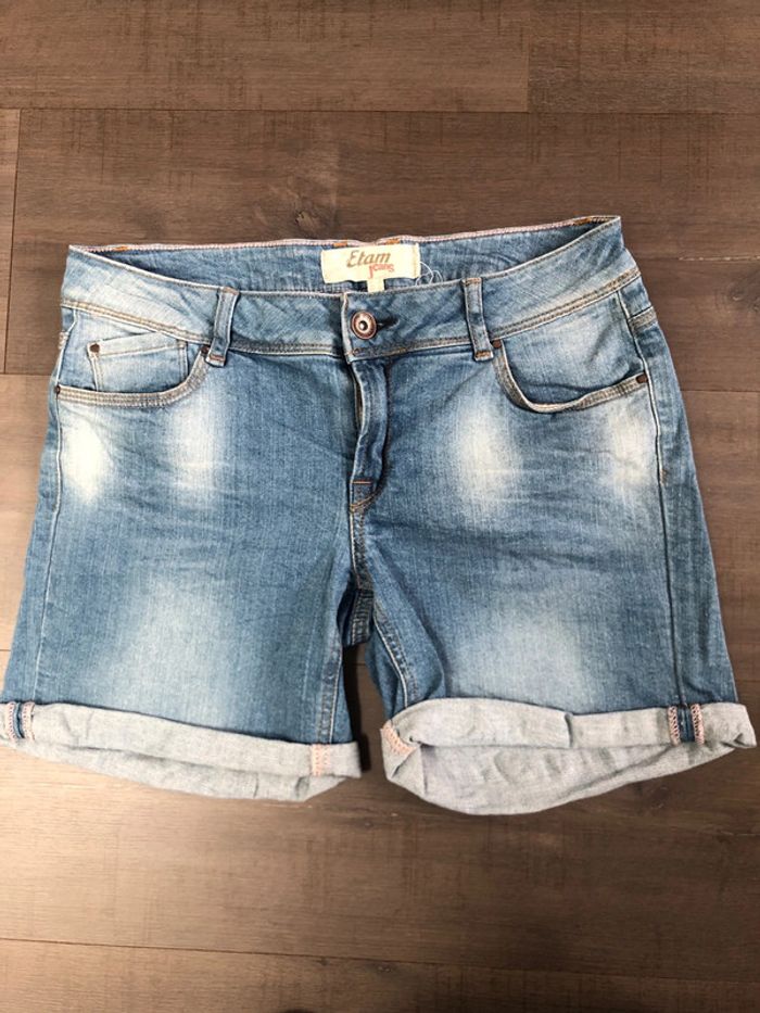 Short en jean Etam stretch taille 36 bleu clair