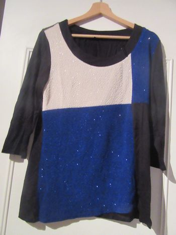 Tunique blanc et bleu brillant, noir taille 4 Sans Marque