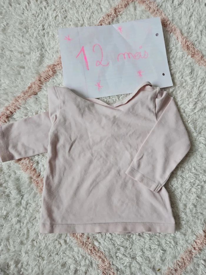 pull fin fille manche longue 12 mois rose pale rose clair marque dpam