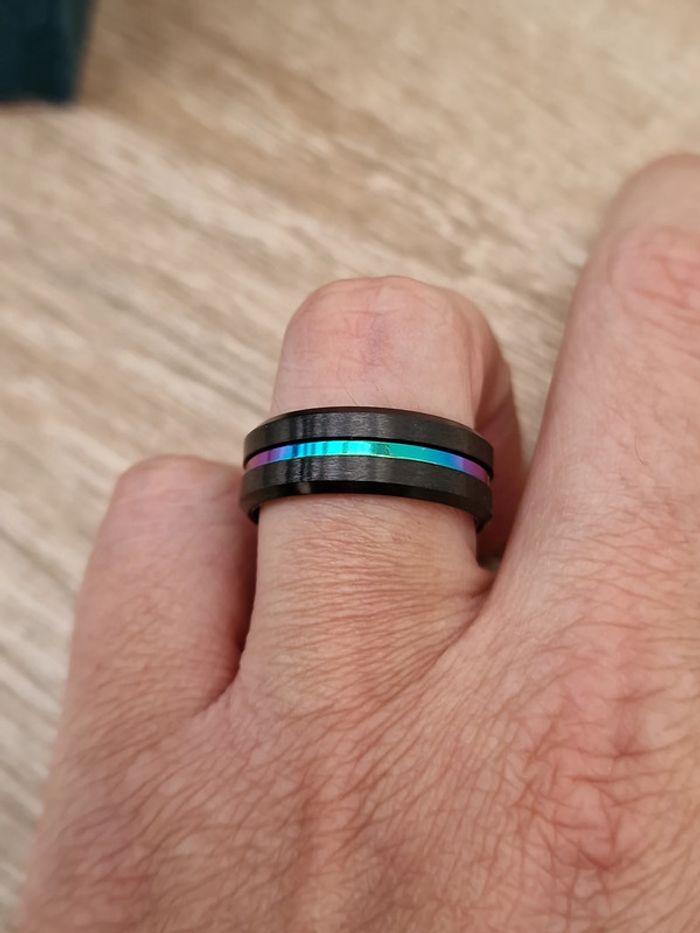 Bague Acier Inoxydable Noir Et Cameleon Multicolore - photo numéro 12