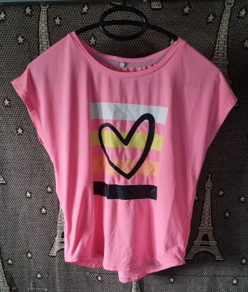 T-shirt rose imprimé cœur 12ans