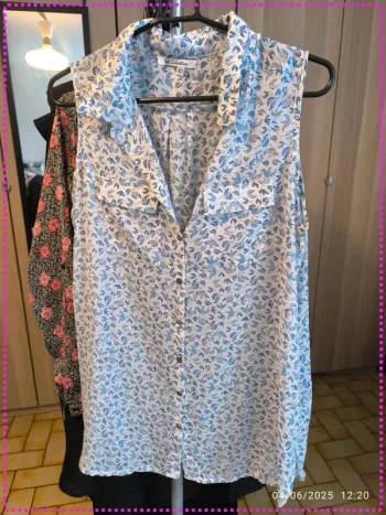 Blouson fleuri bleu (40)