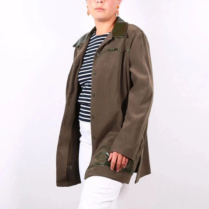 Sur chemise/petite veste vintage 90's Tilber en faux suède peau de pêche motif western (#240619) - photo numéro 7