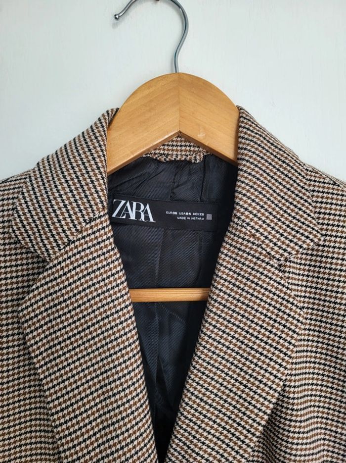 Veste blazer à carreaux cintrée Zara taille 36 - photo numéro 2