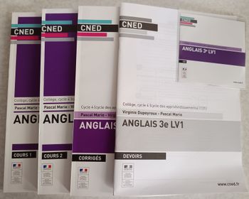 Lot Complet CNED Anglais LV1 Collège 3ème Cours, Corrigés , Devoirs et CD Audio