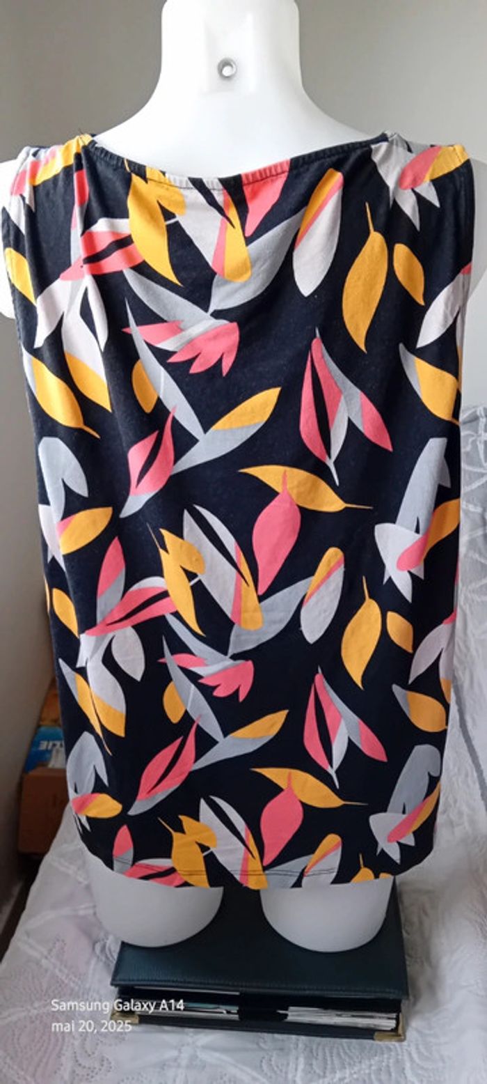 Tunique débardeur motif feuillages coloré noir femme 46 blanche porte - photo numéro 8