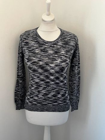 Pull fin chiné gris bleu S