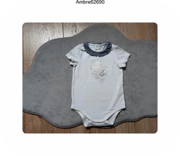 bodie « habillé » tee-shirt intégré tape à l'oeil motif lapin 9 mois neuf jamais porté