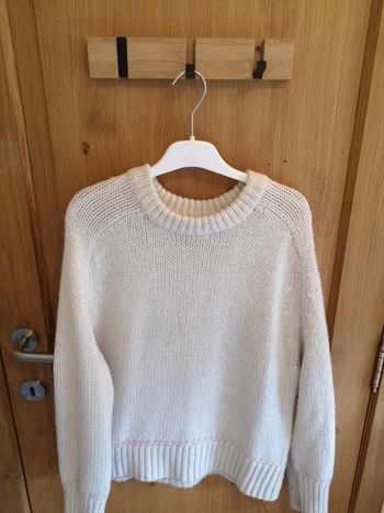 Pull chaud d'hiver en laine en blanc crème et rose Olivier Bonas 34