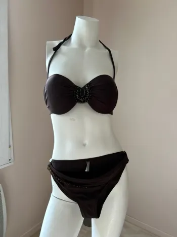 Maillot de bain 2 pièces marron
