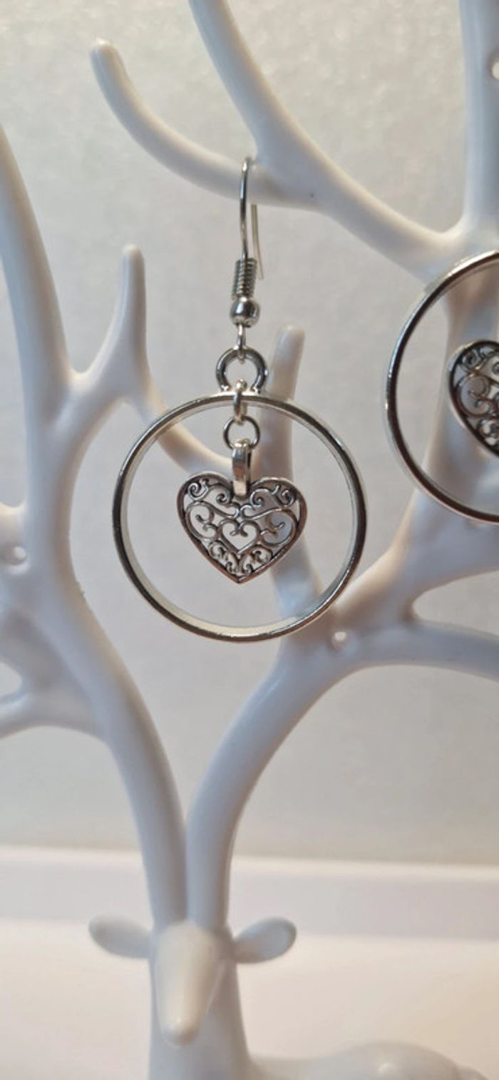 Boucles d'oreilles fait main, coeur - photo numéro 5