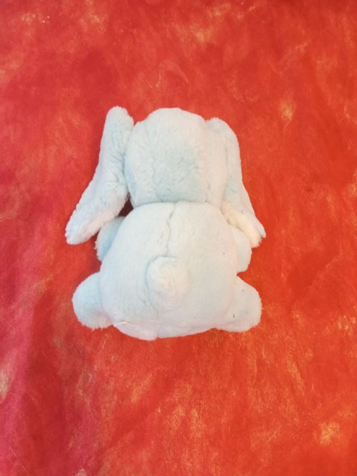 Peluche vintage éléphant bleu et blanc - photo numéro 3