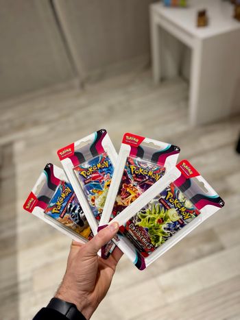 Lot de 4 Boosters Artset Pokémon Écarlate et Violet EV03 Flammes Obsidiennes - Neuf Scellé