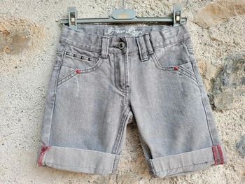 Superbe bermuda en jeans gris délavé B-Karo, 8 ans