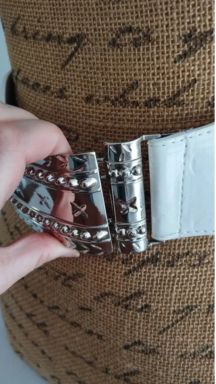 Ceinture blanche et argenté élastique 70/75 cm - photo numéro 5