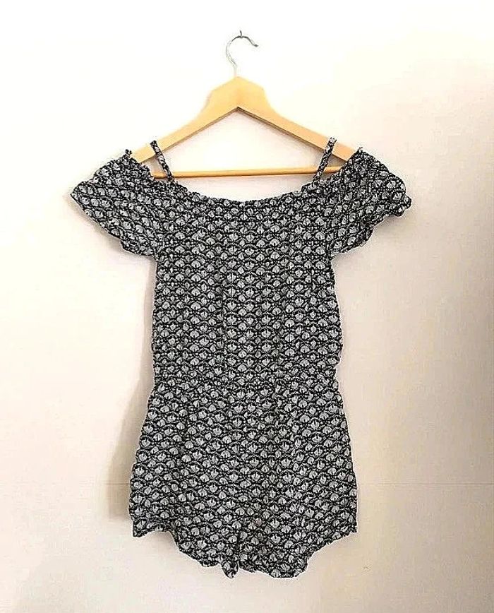 💖 Combishort été en viscose épaules découvertes motif coquillages Gémo 14 ans - photo numéro 3