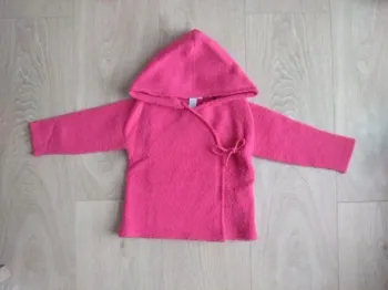 Gilet chaud rose avec capuche Obaïbi 12 mois