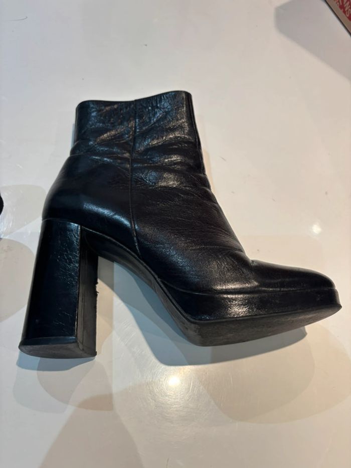 Bottines à talons carré en cuir minelli taille 38 - photo numéro 11
