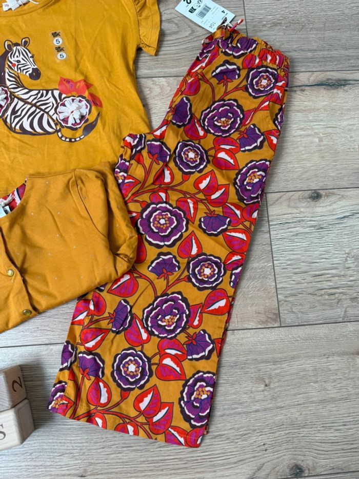 Ensemble 3 pièces neuf DPAM 4/5 ans style afro/zèbre - photo numéro 2
