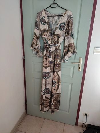 Robe longue manches 3/4 à motif