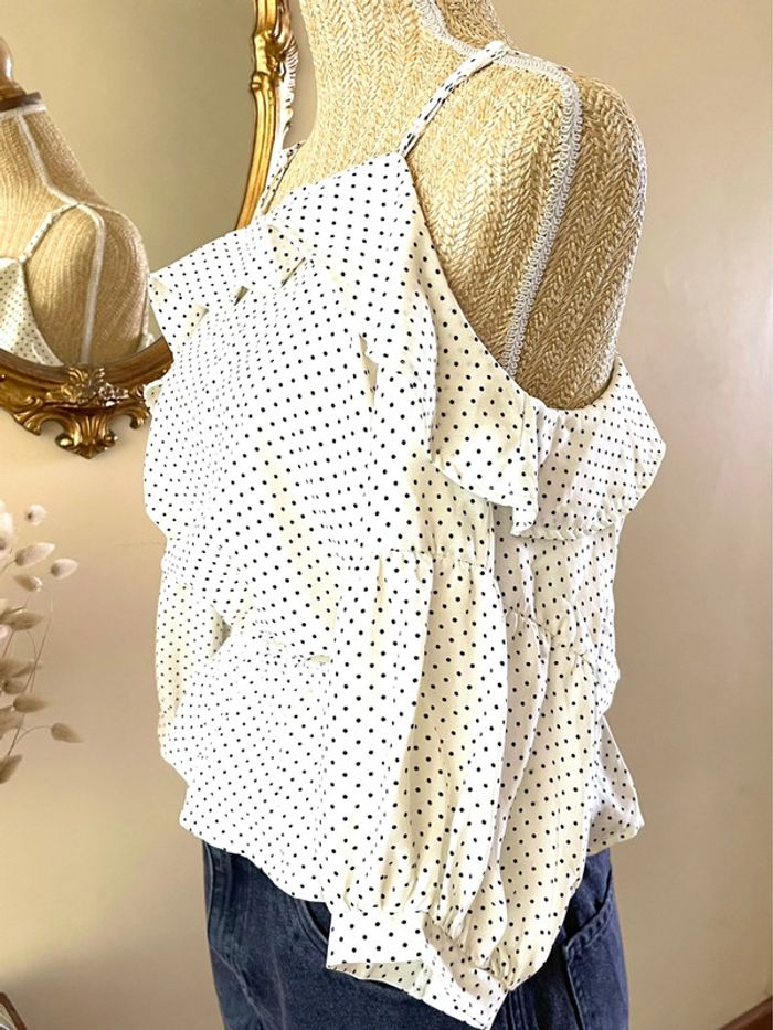 Sublime Top blanc à Pois noir Vintage dressing - photo numéro 8
