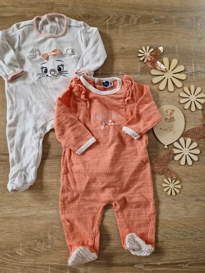 Lot de pyjamas rose et blanc Mots d'enfants bébé fille 3 mois